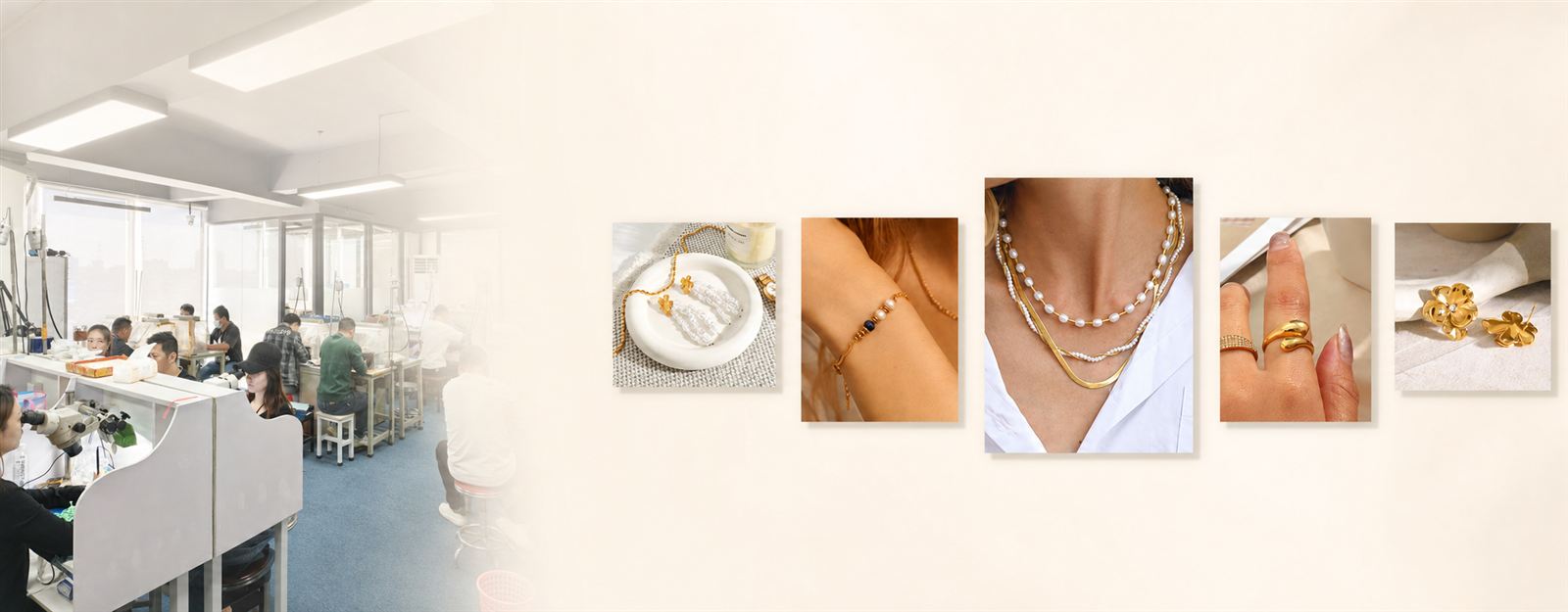 Yu & An jewelry workshop with gold-plated jewelry collection